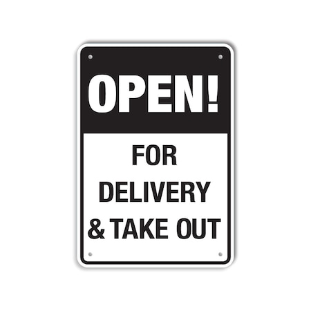 Lyle COVID Plastic Sign, Open! For Delivery And Take Out, 10x14 LCUV-0002-NP_10x14